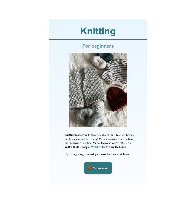 Knitting project preview